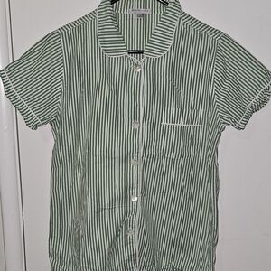 Serena & Lily Green Stripe Cotton Pajama TSerena & Lily Green Striped Pajama Top